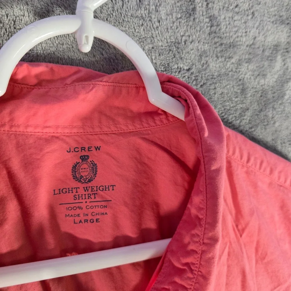 J. Crew Lightweight‎ Shirt Button Down Long Sleeve Casual Pink Mens Large